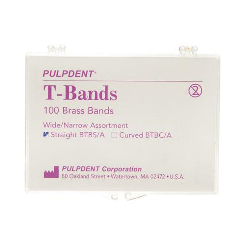 Pulpdent BTBS/A Pulpdent T-Bands Brass Straight Assorted 100/Box Pulpdent BTBS/A Pulpdent T-Bands Brass Straight Assorted 100/Box